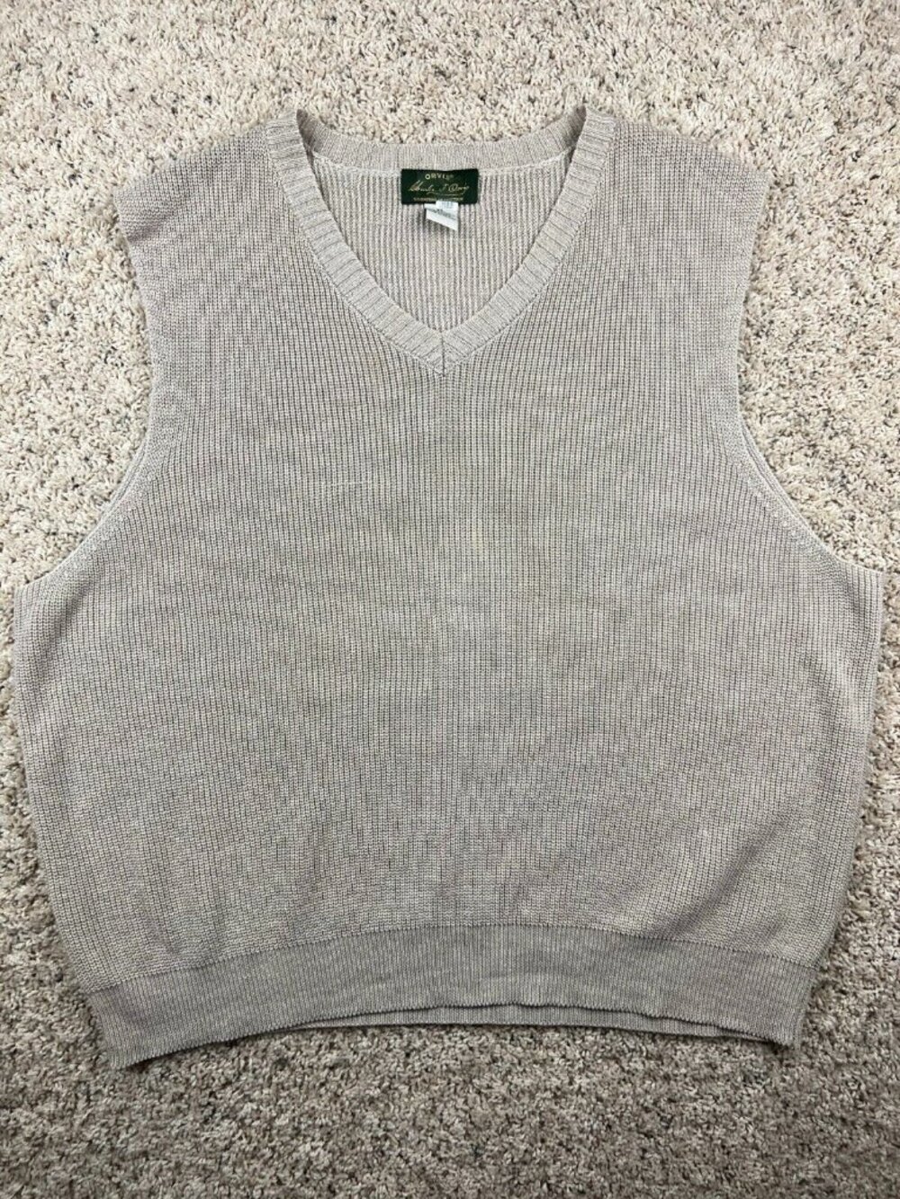 Orvis Signature Collection Beige All Linen V-Neck Sweater Vest Size XL Men’s